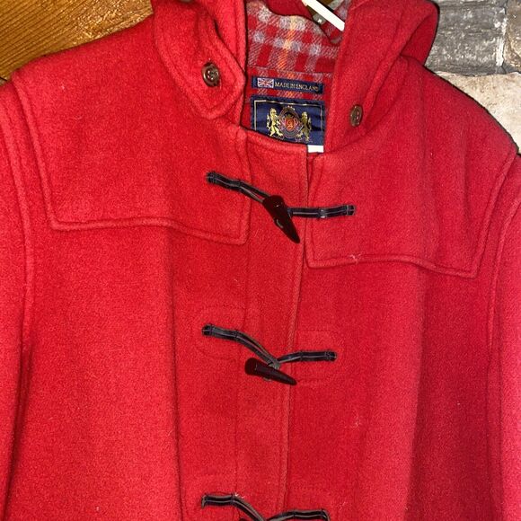 Gloverall Men’s Duffle Coat Toggle Virgin Wool Boiled Wool 42 Red Inside Plaid - Picture 11 of 16